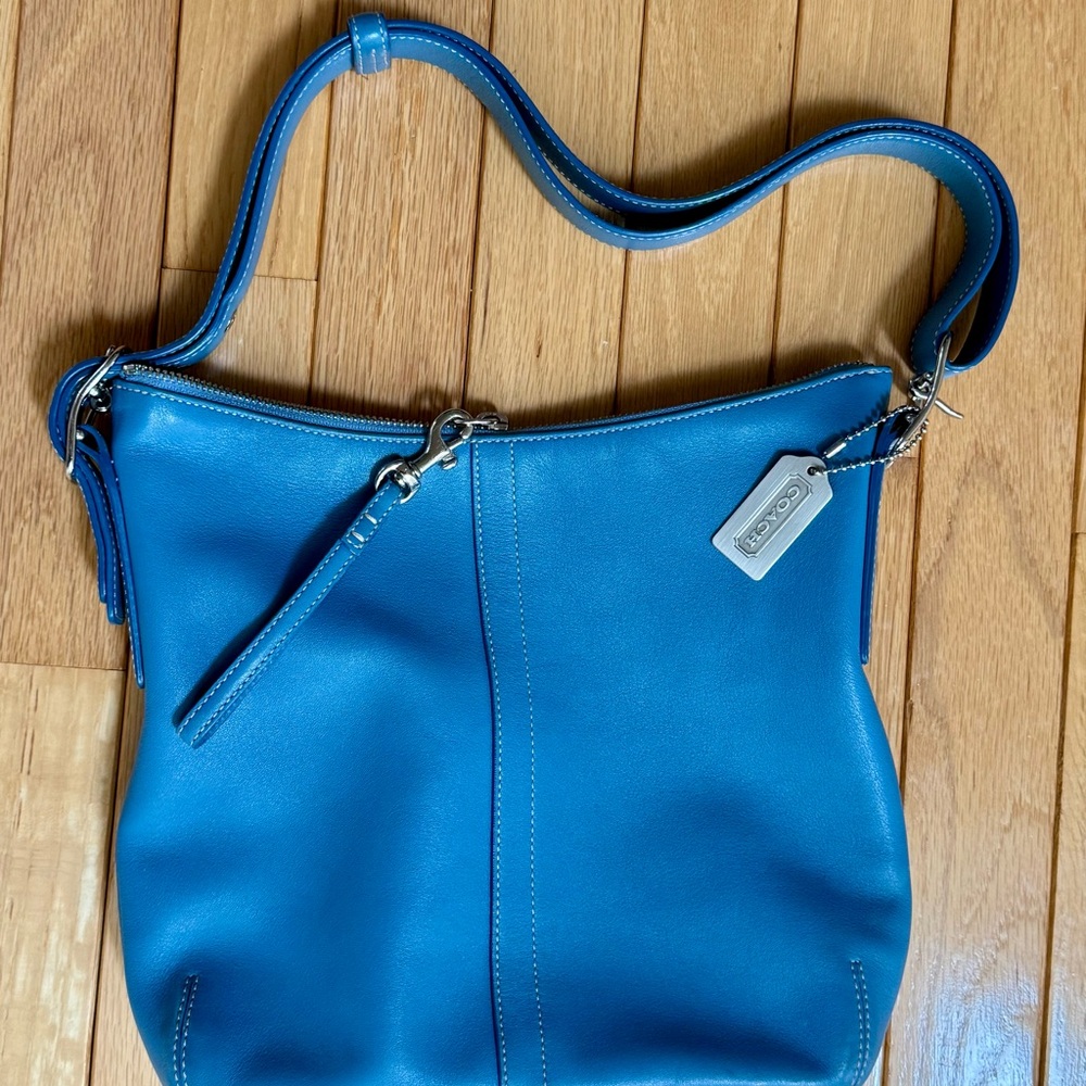 Coach  Legacy light blue leather Shoulder Crossbody slim duffle Hobo bag